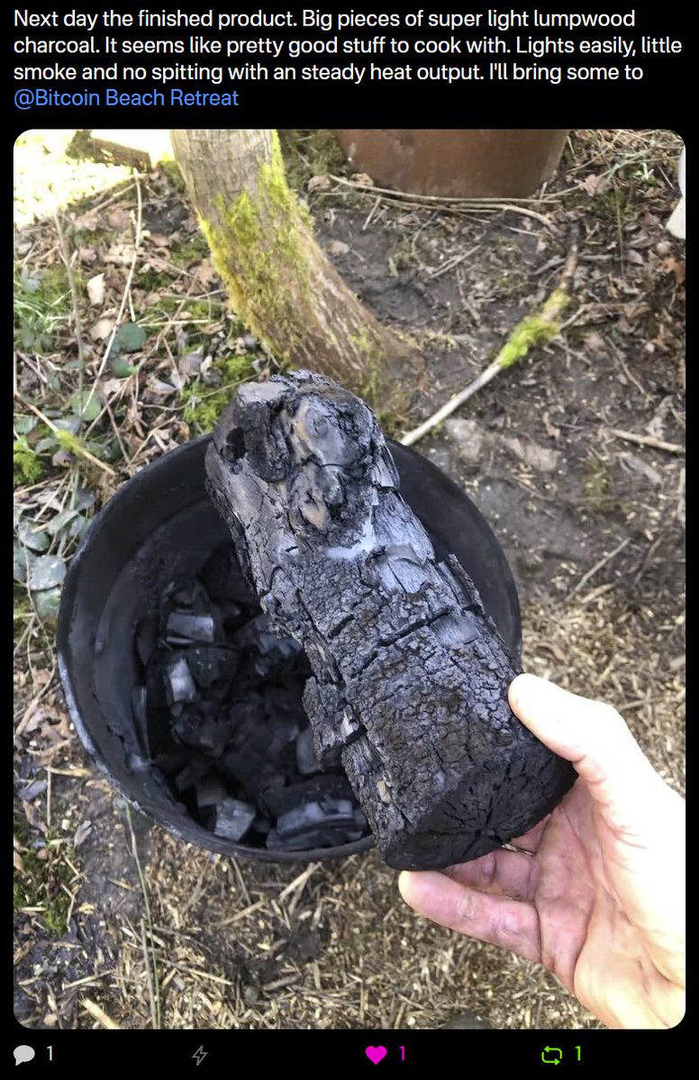 Love it, plebs be bringing homemade charcoal now 🔥

Hopefully have a food announcement coming soon as well, upping our BBQ game big time 💪