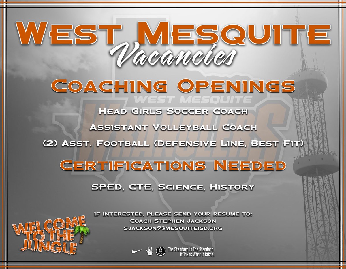 Coach Stephen Jackson Jr. (@coachsjacksonjr) on Twitter photo π΄ Updated openings. Please check the certifications before reaching out. Great administration and coaches to work with! π΄
<a href="/Matt_Stepp817/">Matt Stepp</a>
#JungleWestπ΄ | #ITWIT π΄ Updated openings. Please check the certifications before reaching out. Great administration and coaches to work with! π΄
<a href="/Matt_Stepp817/">Matt Stepp</a>
#JungleWestπ΄ | #ITWIT