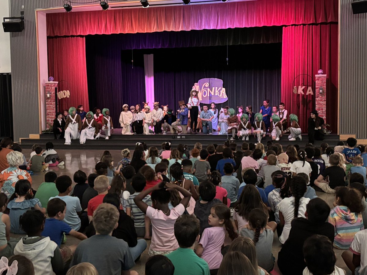 A #GoldenTicket was found today at Kerley Elementary School! Exceptional showing of #WillyWonka Jr. 
Cast and crews of 3rd through 5th graders brought #PureImagination to the stage for their school-wide musical.