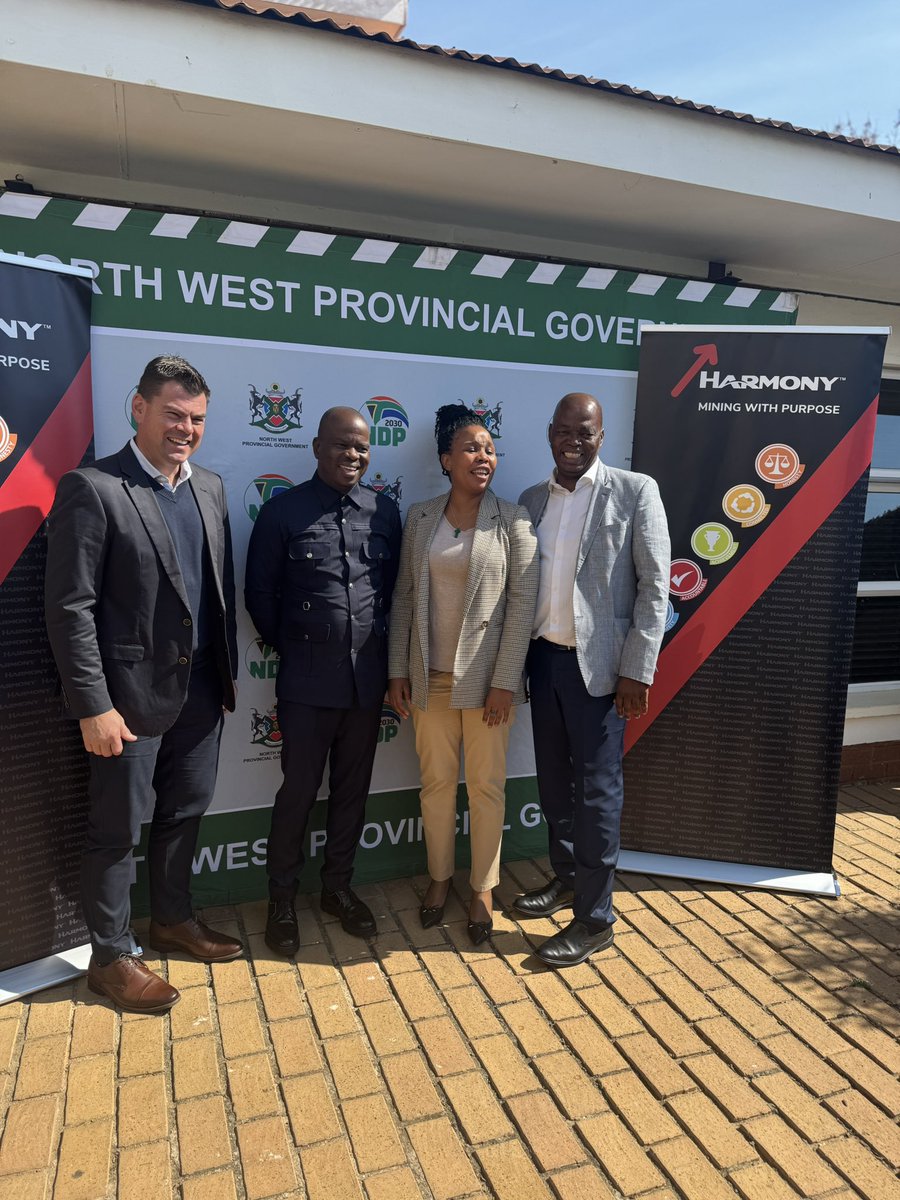 Kenetswe2's tweet photo. Mafikeng- This morning, we engaged with Harmony Gold Mining Company  regarding their work in our province.  We applaud their work in investing one-point five billion rand at its Stilfontein Operations in the City of Matlosana Local Municipality. https://t.co/e6Ii420xpD