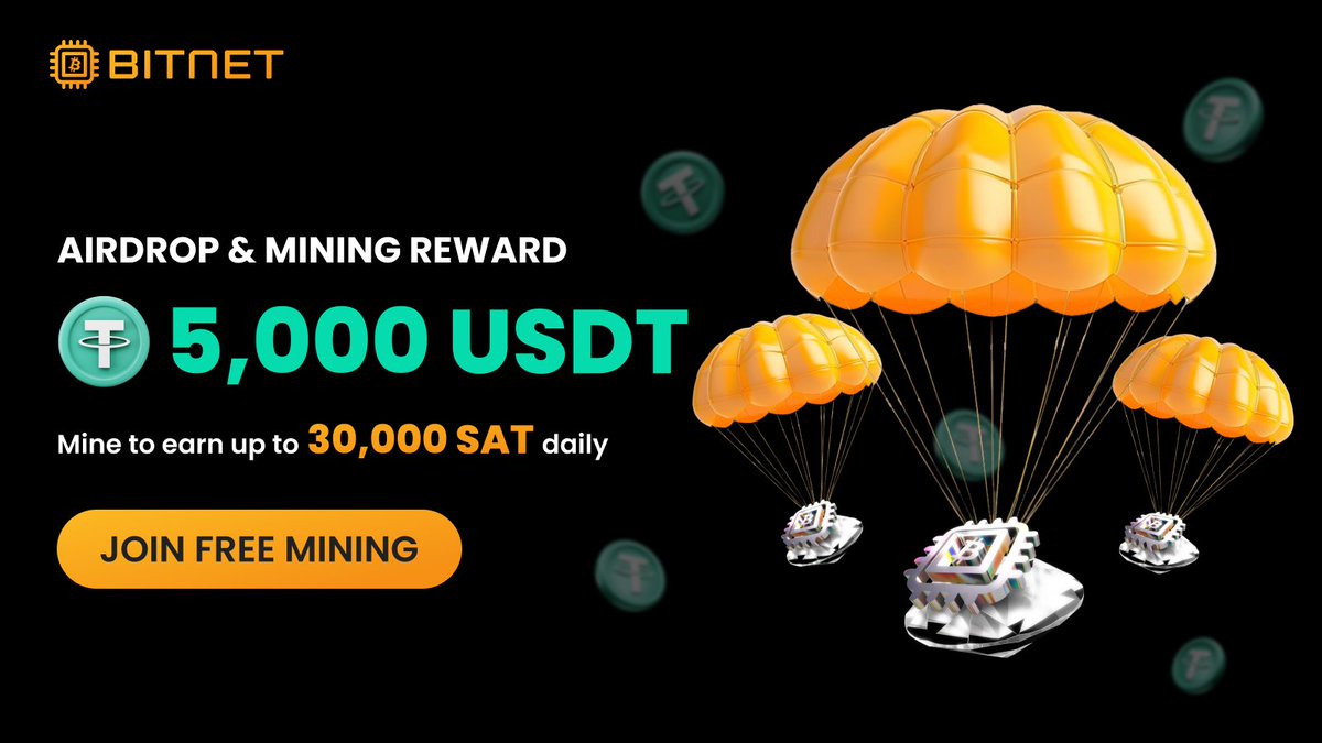 🚀 BitNet Airdrop &amp; Free Mining Rewards! 🪂

🎁 Total Prize Pool: $5,000 USDT

💥 Here's how you win:

🔹 $2,000 USDT for Top 20 Referrers
🔹 $3,000 USDT for 300 Lucky Participants (Random)

🗓 Distribution Date: May 28th, 2025
t.me/BitNetMiningBo…