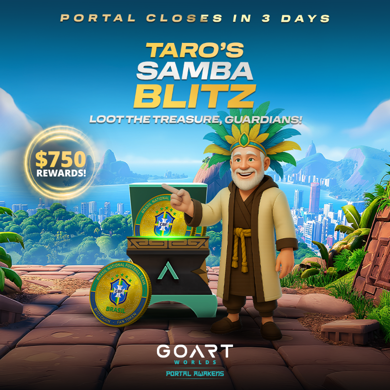 goartworlds's tweet photo. 🇧🇷 Samba Blitz begins today at 16:00 UTC!

Maestro Taro invites brave explorers to follow the rhythm and uncover the legacy within.

🏆 750 $USDT worth of $BFT will be shared by the Top 50 players
📍 May 19–21 in The Dome

🤝 Powered by @bitcicomtr

#SambaBlitz #GoArtWorlds