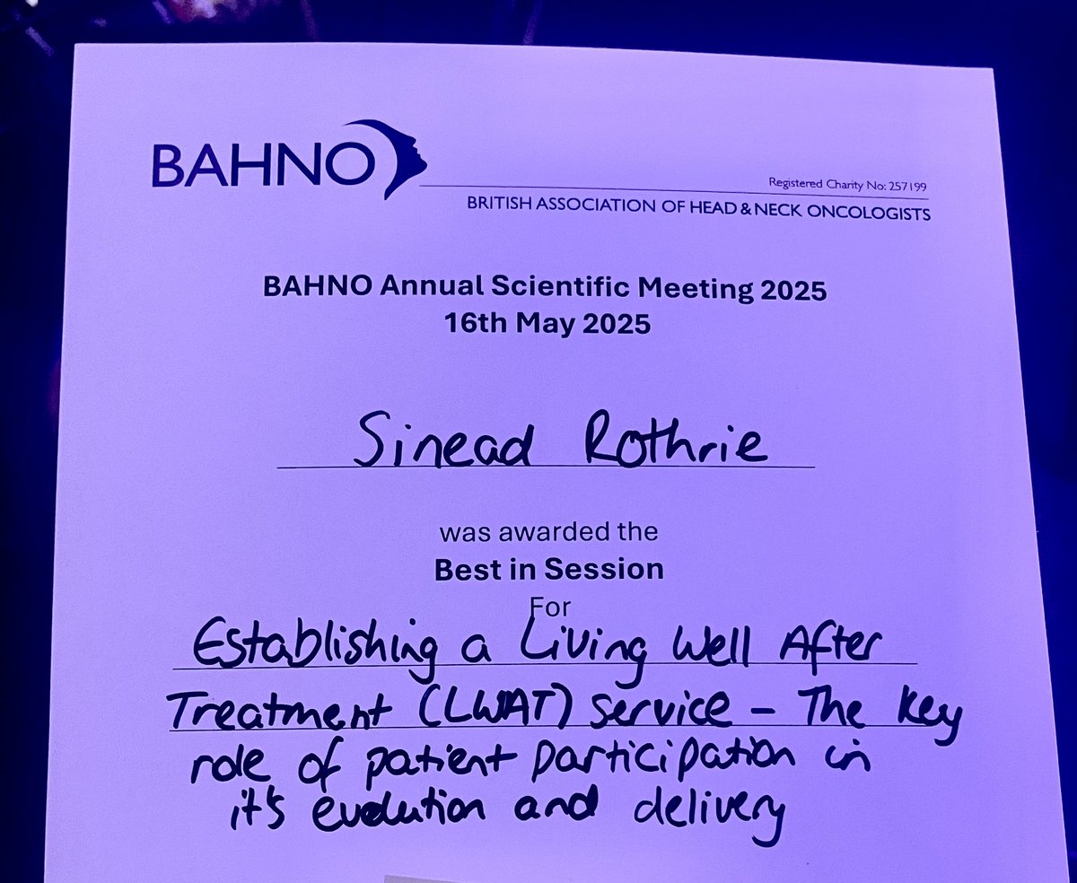Sinead Rothrie (she/her) (@srothrie) on Twitter photo Thanks <a href="/BAHNOOfficial/">BAHNO Head & Neck</a> for the opportunity to present this work and for those watching for this award! Looking forward to sharing more of our work soon <a href="/justinroe/">Dr Justin Roe</a> <a href="/royalmarsdenNHS/">The Royal Marsden NHS Foundation Trust</a> Thanks <a href="/BAHNOOfficial/">BAHNO Head & Neck</a> for the opportunity to present this work and for those watching for this award! Looking forward to sharing more of our work soon <a href="/justinroe/">Dr Justin Roe</a> <a href="/royalmarsdenNHS/">The Royal Marsden NHS Foundation Trust</a>