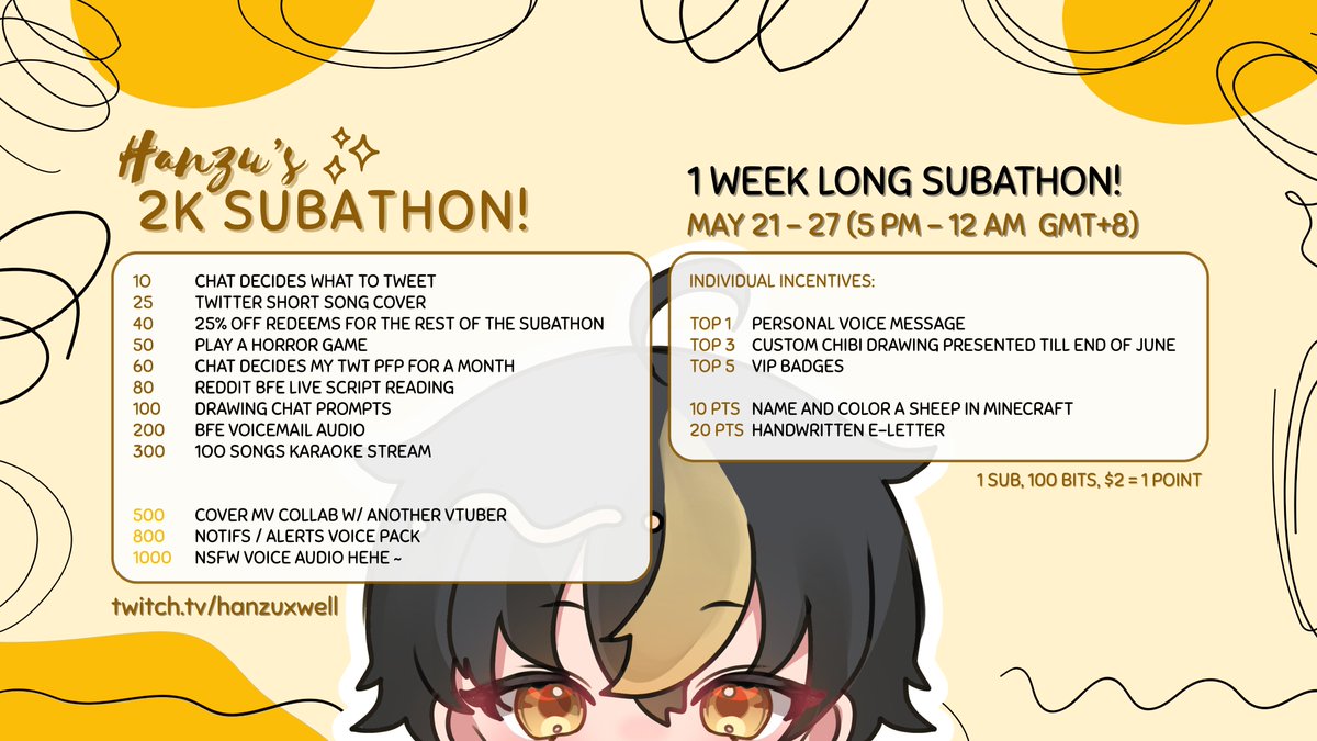 1 WEEK  LONG 2K SUBATHON INCOMING!

✨🎉✨

#HanzuxLive
twitch.tv/hanzuxwell