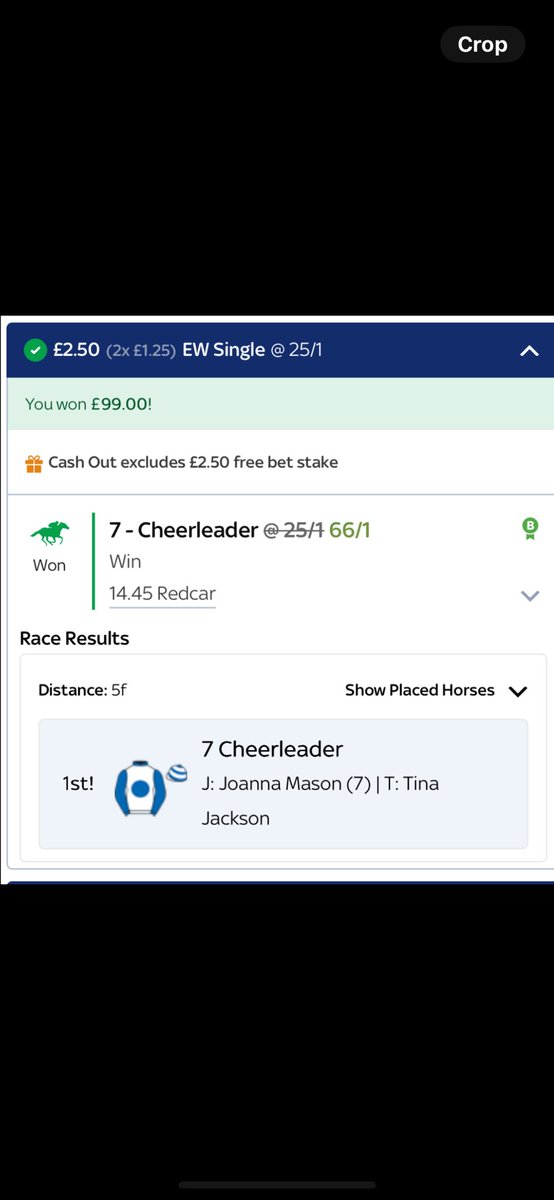 worfe2000's tweet photo. @HorseRacing_Net @Raceolly Big Flipping Boom 🤯 66/1 winner . .great selection https://t.co/Uvgp99PH3f