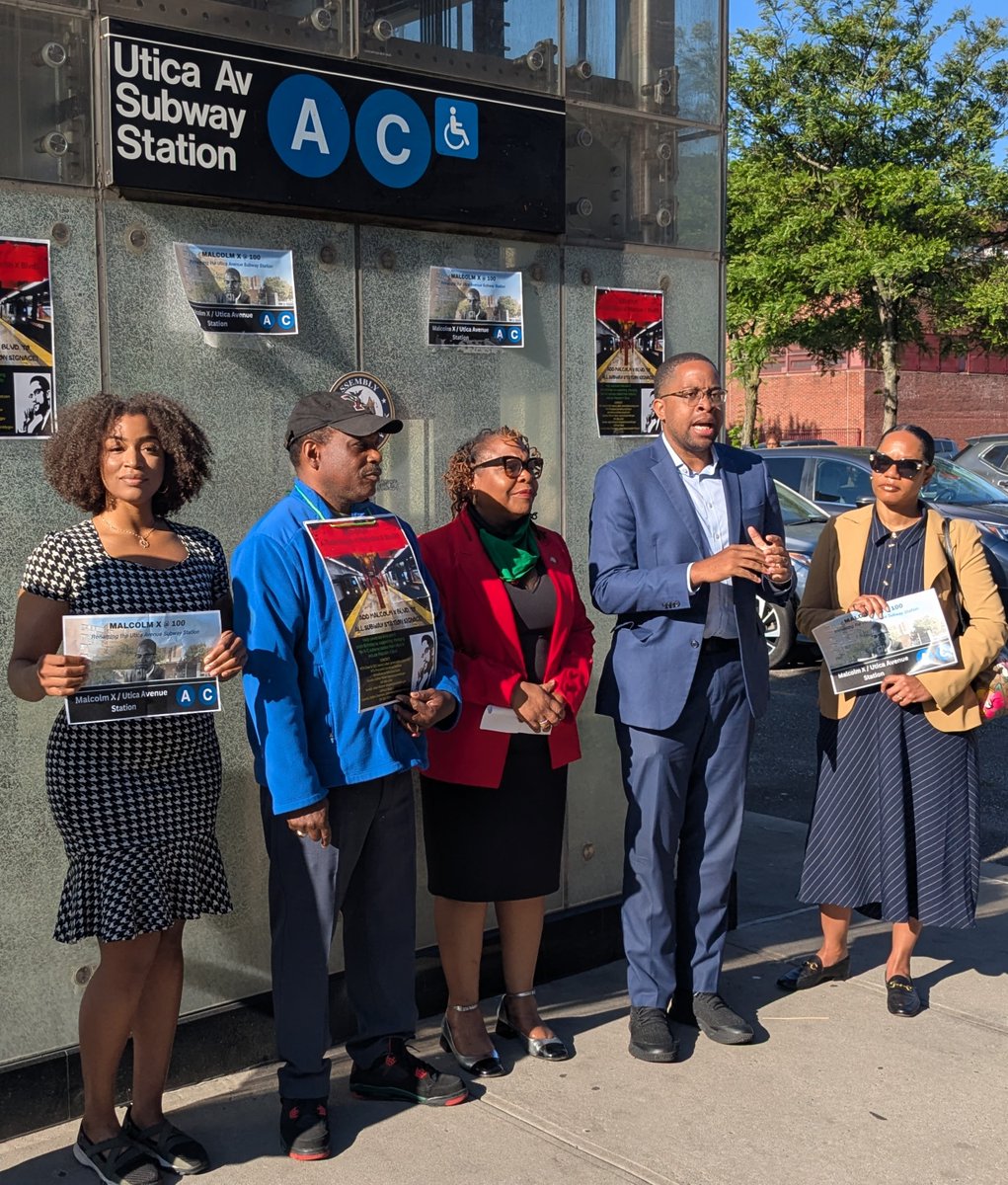 NYS Senator Zellnor Y. Myrie 米维 (@senatormyrie) on Twitter photo Today marks 100 years since the birth of Malcolm X- a leader who made his mark on NYC and the world.
Proud to stand with <a href="/stefanizinerman/">Assemblymember Stefani L. Zinerman</a> and advocates to urge the MTA to rename the Utica Avenue A/C station in his honor. Today marks 100 years since the birth of Malcolm X- a leader who made his mark on NYC and the world.
Proud to stand with <a href="/stefanizinerman/">Assemblymember Stefani L. Zinerman</a> and advocates to urge the MTA to rename the Utica Avenue A/C station in his honor.