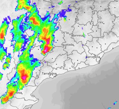emergenciescat's tweet photo. Nou avís de temps violent @meteocat 

Fins d'aquí a 2 hores es pot produir localment pedra, ratxes de vent fortes, esclafits i/o tornados a l'Urgell, Noguera, Segarra i Solsonès

PRECAUCIÓ!!
#INUNCAT https://t.co/s9jVjQfBlI