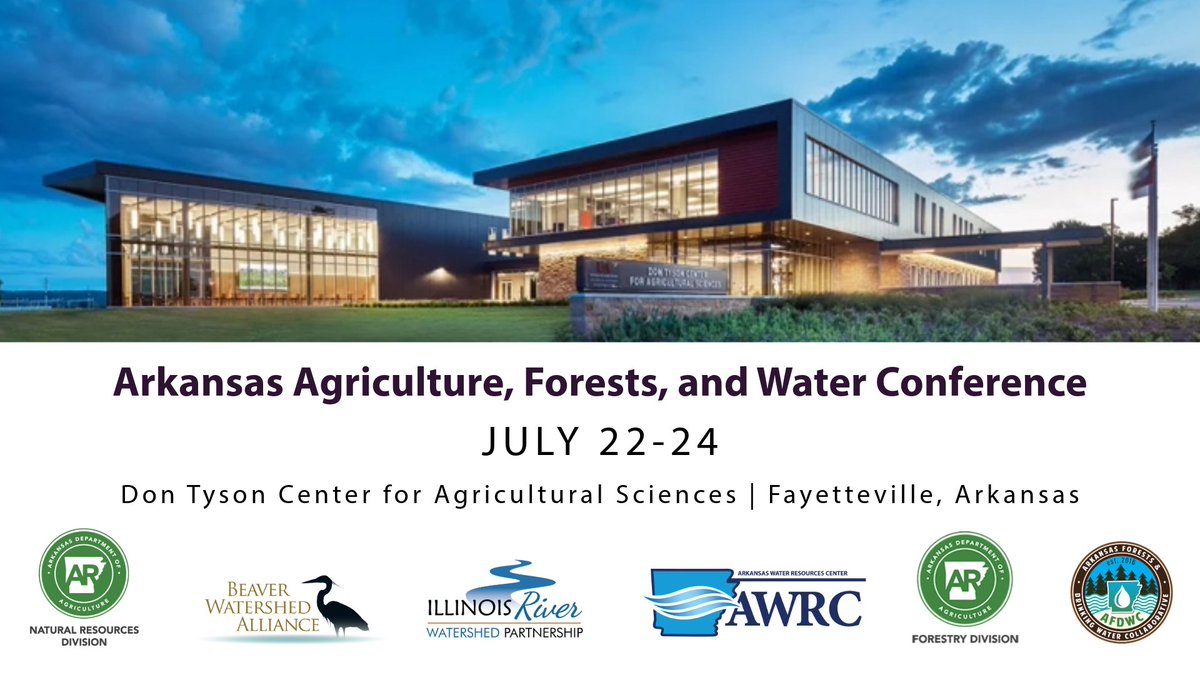 Registration is now open for the 2025 Arkansas Agriculture, Forests, and Water Conference!

Learn more about conference presentation topics and register here: bit.ly/4mnLQHe