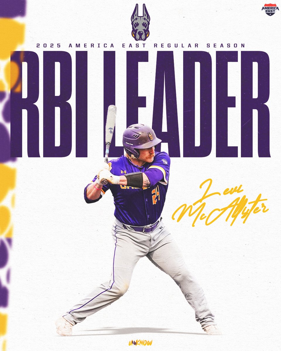 UAlbany Baseball (@ualbanybaseball) on Twitter photo Leviiiiiii! 🗣️
Levi McAllister finishes the 2025 regular season atop the <a href="/AmericaEast/">America East</a> with 4️⃣8️⃣ RBIs 💪
#UAUKNOW Leviiiiiii! 🗣️
Levi McAllister finishes the 2025 regular season atop the <a href="/AmericaEast/">America East</a> with 4️⃣8️⃣ RBIs 💪
#UAUKNOW