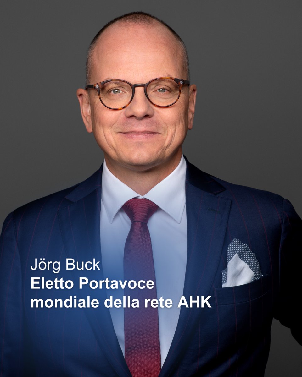 Congratulazioni al nostro Consigliere Delegato <a href="/JoergBuck/">Jörg Buck</a>, eletto portavoce mondiale del network #AHK in occasione della #AHKWorldConference 2025. Un riconoscimento al suo impegno e alla sua visione, al servizio della cooperazione economica internazionale. 👏