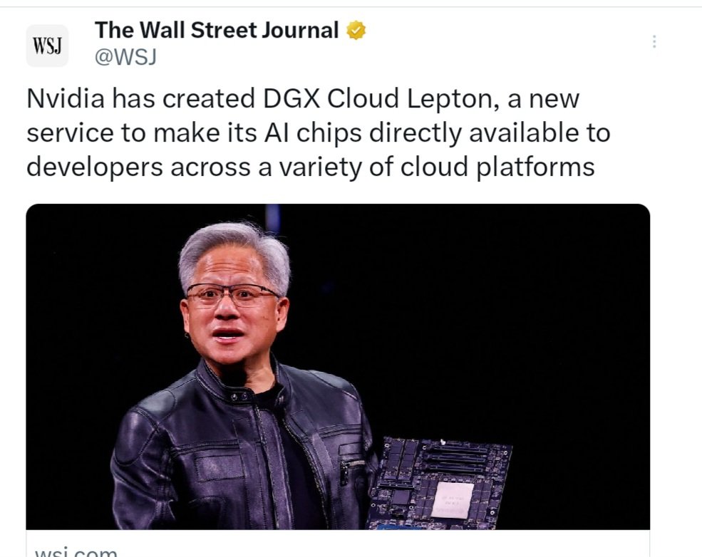 NVIDIA ने DGX Cloud Lepton सेवा पेश की है, जिससे डेवलपर्स अब विभिन्न क्लाउड प्लेटफ़ॉर्म्स पर सीधे NVIDIA के AI चिप्स का उपयोग कर सकेंगे। यह कदम एआई विकास को तेज़ और अधिक सुलभ बनाएगा। 

#NVIDIA #DGXCloud #AI"
#NVIDIA
#DGXCloud
#AI
#CloudComputing

#MachineLearning