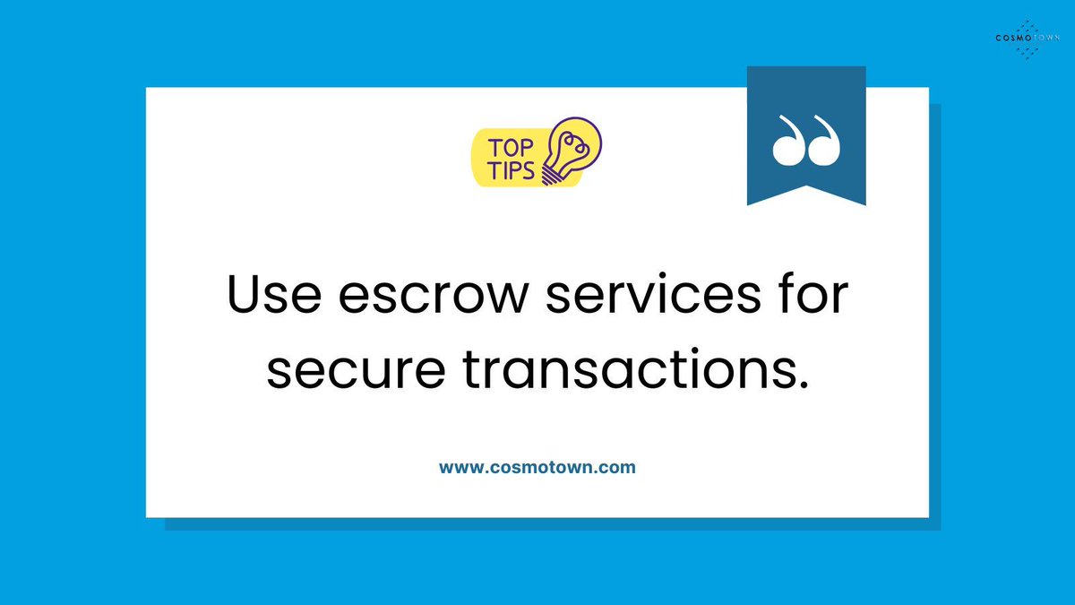 Domain marketplaces offer escrow options in transactions. Select that to protect yourself from fraud.

#cosmotowntips #MondayMotivation #Domains #domainnames