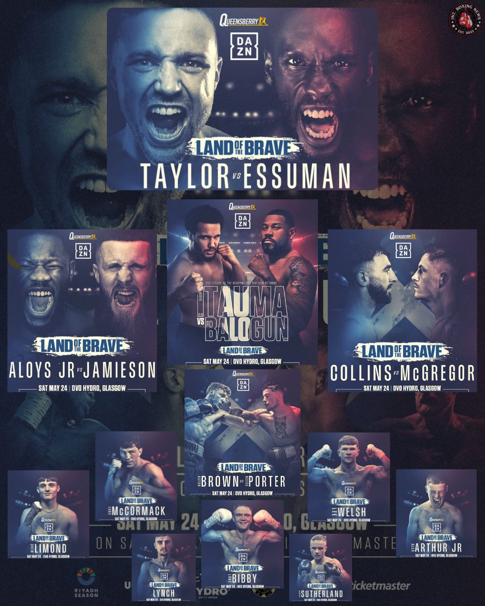 🥊 IT’S FIGHT WEEK! 

<a href="/JoshTaylorBoxer/">Josh Taylor</a> and <a href="/ee_engine/">🇬🇧Ekow The Engine Essuman🇬🇭</a> CLASH!💥

Moses Itauma is BACK!🔥

<a href="/NateCollins60/">Nathaniel Collins</a> and <a href="/LeeMcGregor3/">Lee McGregor</a> COLLIDE‼️

Aloys Jr and <a href="/DJamiesonTRD/">David Jamieson</a> go to WAR!📈 

#TaylorEssuman