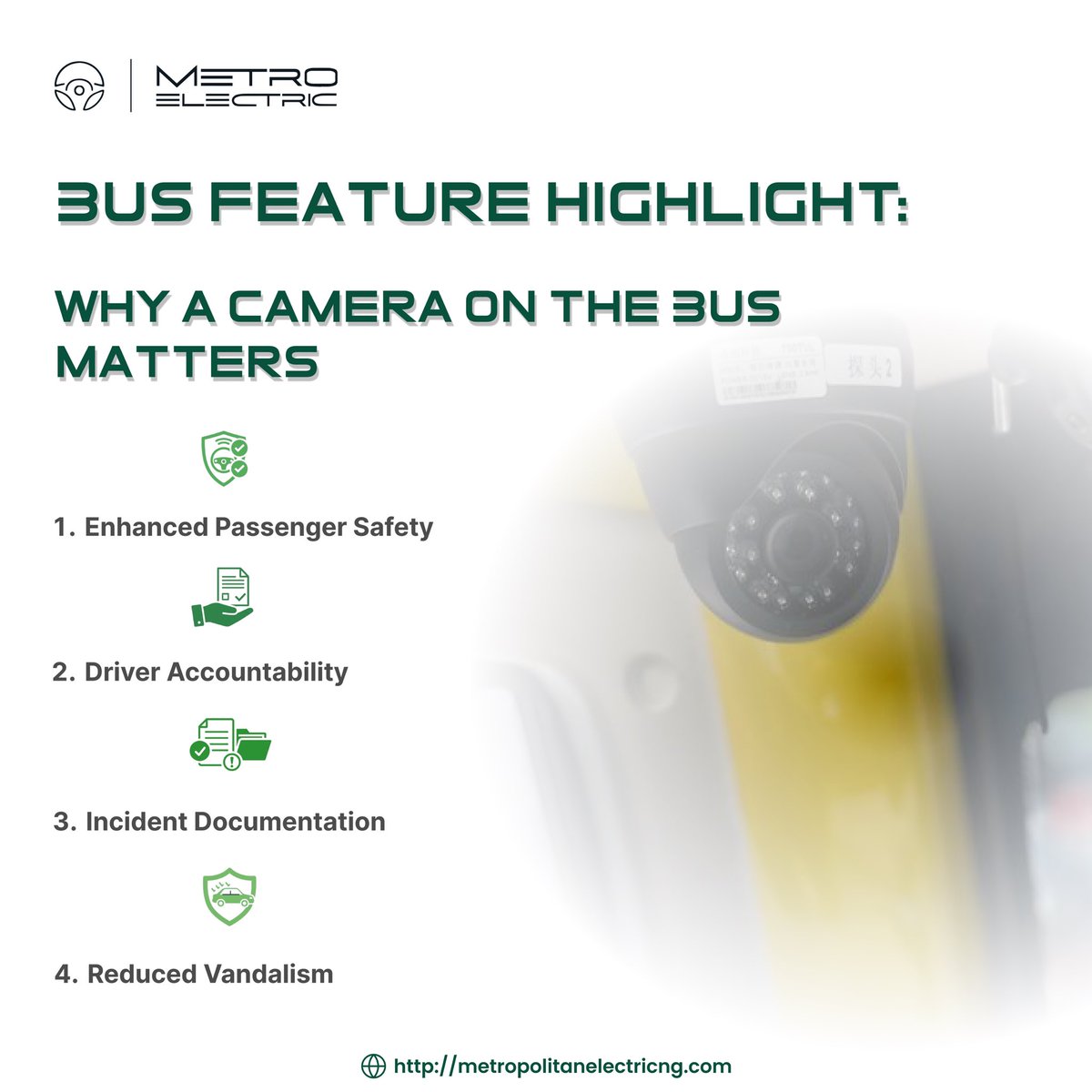MetroElectricEV's tweet photo. See everything. Miss nothing.
Smarter cameras = safer, smoother rides on every  journey.
Cameras on electric buses do more than just record,  they reduce blind spots, document incidents, enhance driver awareness, and keep everyone safer. https://t.co/HLzDJ65Jfn