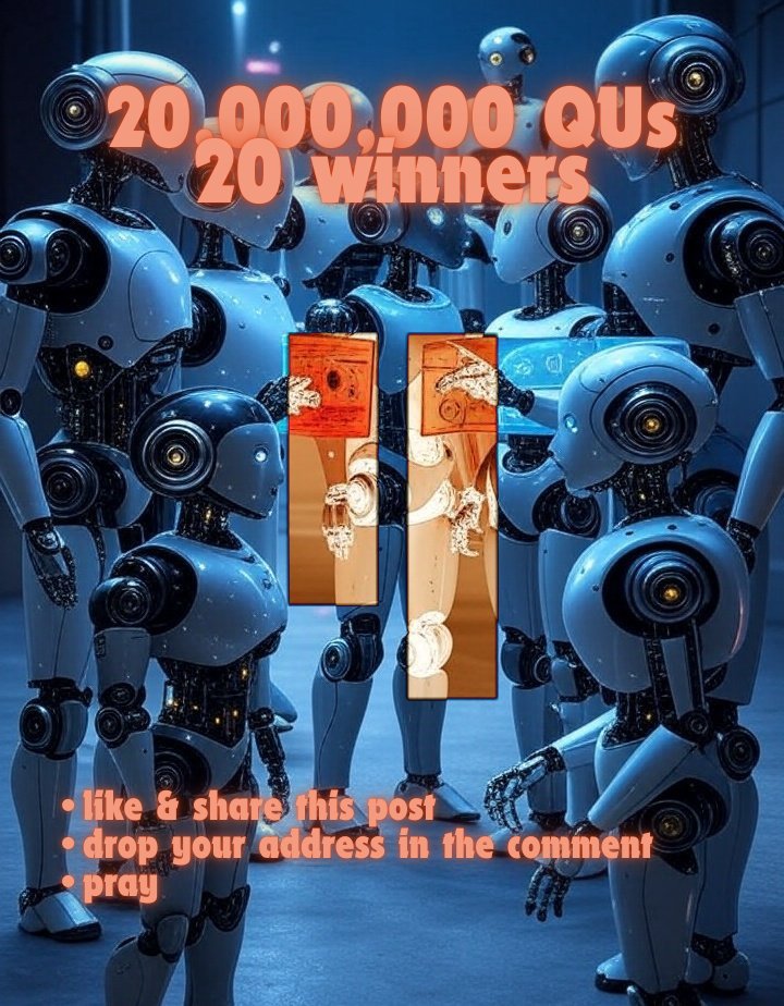 I have decided what I'm gonna do with that 20,000,000 $Qubic

I'll give it to 20 random people.

- like and share ♥️ ♻️ 
- drop your $Qubic addy in the comment 
- hope for the best 👊 

This is a quick 24-hour giveaway, I'd like to send it out before 21st May so everyone can get
