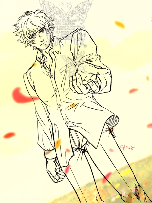#wip#illustration#二次創作チアキ バースデー絵の続き続きます(アイコンがこれのラフ) 