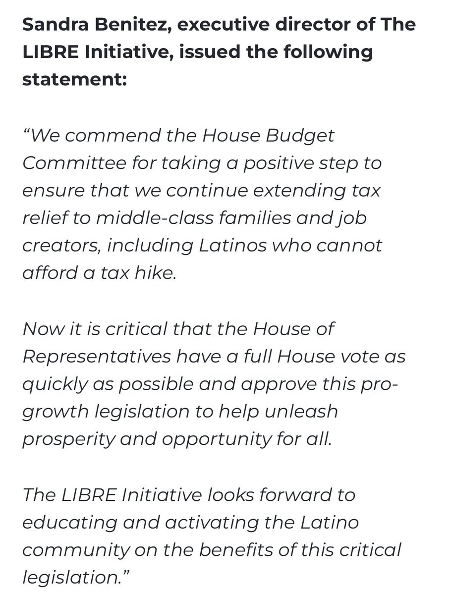.<a href="/LIBREinitiative/">The LIBRE Initiative</a> on <a href="/POTUS/">President Donald J. Trump</a>’ One Big Beautiful Bill: “It is critical that the House of Representatives have a full House vote as quickly as possible and approve this pro-growth legislation to help unleash prosperity and opportunity for all.”