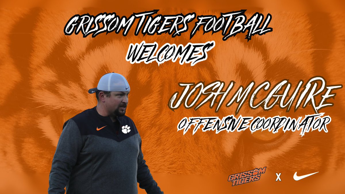 Grissom Football (@grissomtigers) on Twitter photo Help us welcome our new Offensive Coordinator, Coach McGuire! Coach comes to the Tigers after spending the last 4 seasons with Central Phenix City.
#RestoreTheRoar | <a href="/CoachJMcGuire/">Josh McGuire</a> Help us welcome our new Offensive Coordinator, Coach McGuire! Coach comes to the Tigers after spending the last 4 seasons with Central Phenix City.
#RestoreTheRoar | <a href="/CoachJMcGuire/">Josh McGuire</a>