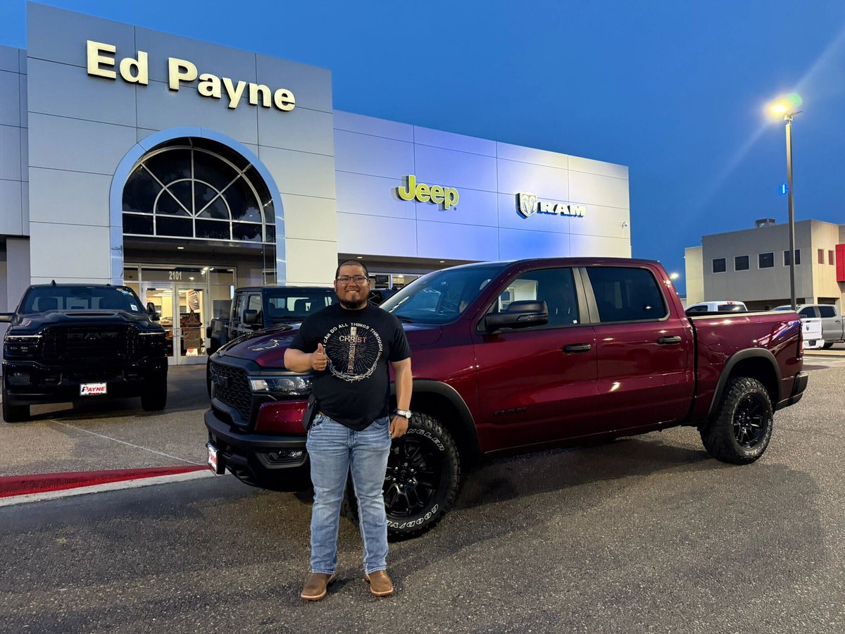 EdPayneCDJR's tweet image. 🎉 Congrats to Jorge Sifuentes on his 2025 RAM 1500 Rebel!
Shoutout to Jerry Valle at Ed Payne CDJR for getting him behind the wheel of this beast!💥
🔗 paynedodgechrysler.com/new-ram-1500-w…

#RAMRebel #TruckGoals #EdPayneCDJR #PayneAutoGroup #LoQueTuQuieresRegardless