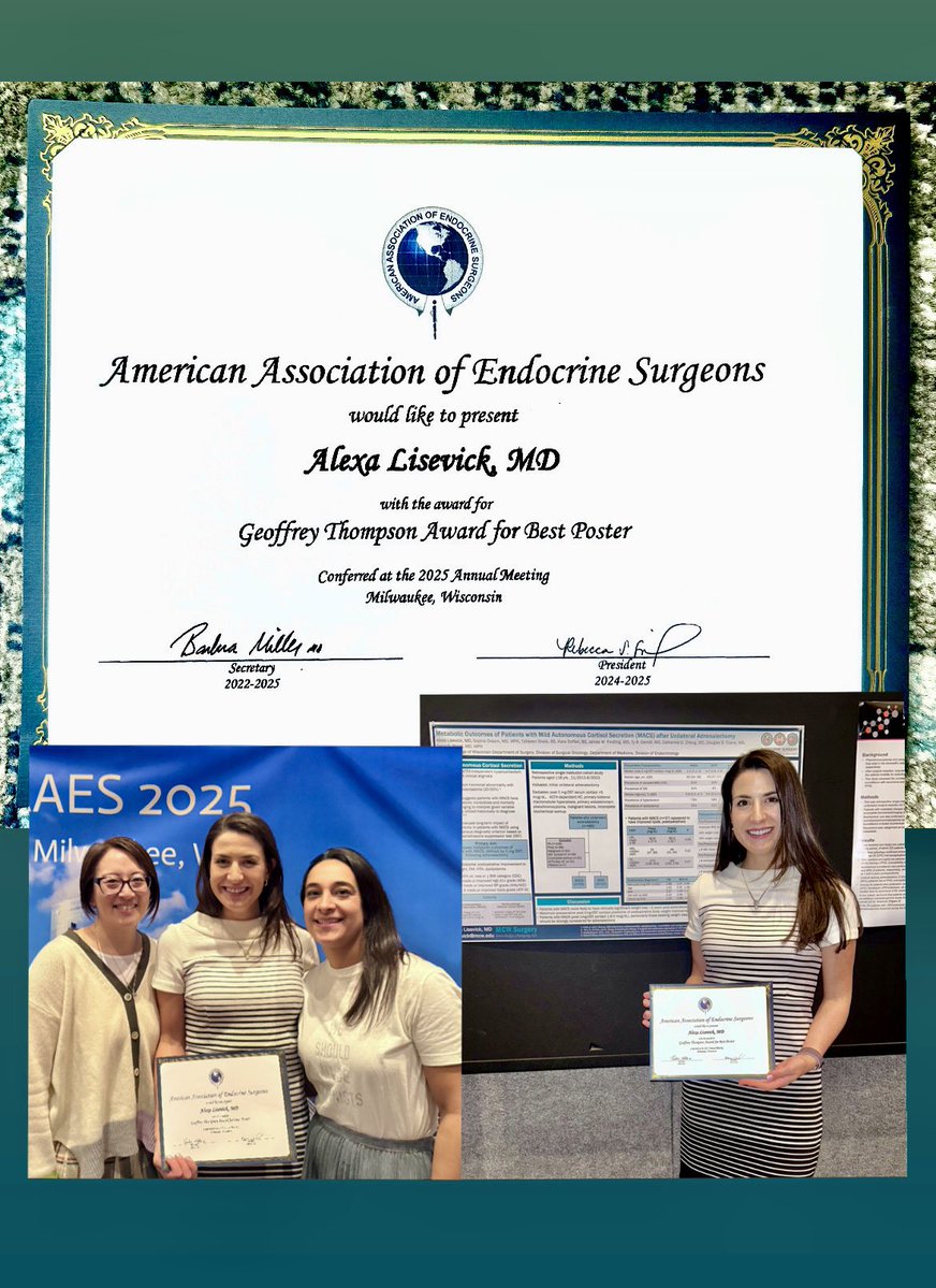 Alexa Lisevick, MD (@alexabeth22) on Twitter photo Grateful for the opportunity to share our work at #AAES2025 & for the mentorship of <a href="/tracyswangNYMKE/">Tracy Wang</a> & <a href="/SDreamMD/">Sophie Dream</a>
<a href="/mcwsurgonc/">MCW SurgicalOncology</a> <a href="/MCWEndoSurg/">MCW EndocrineSurgery</a> <a href="/MCWSurgery/">MCW Surgery</a> <a href="/MCWSurgResearch/">MCW Department of Surgery, Division of Research</a> Grateful for the opportunity to share our work at #AAES2025 & for the mentorship of <a href="/tracyswangNYMKE/">Tracy Wang</a> & <a href="/SDreamMD/">Sophie Dream</a>
<a href="/mcwsurgonc/">MCW SurgicalOncology</a> <a href="/MCWEndoSurg/">MCW EndocrineSurgery</a> <a href="/MCWSurgery/">MCW Surgery</a> <a href="/MCWSurgResearch/">MCW Department of Surgery, Division of Research</a>