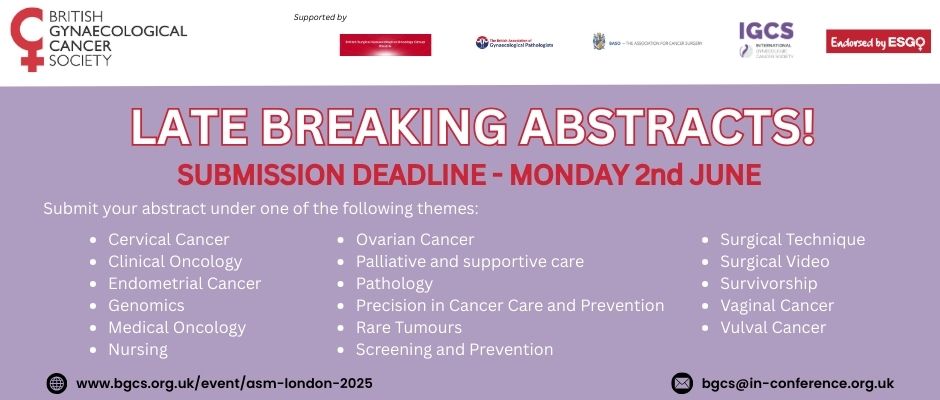 BGCS (@bgcs_org) on Twitter photo The #BGCS2025 will include a Breaking News Session and we are calling for late breaking abstracts across the themes below. This is your last chance to share your research and contribute to the programme for the meeting.
Submit 👉bit.ly/3FgH91p The #BGCS2025 will include a Breaking News Session and we are calling for late breaking abstracts across the themes below. This is your last chance to share your research and contribute to the programme for the meeting.
Submit 👉bit.ly/3FgH91p