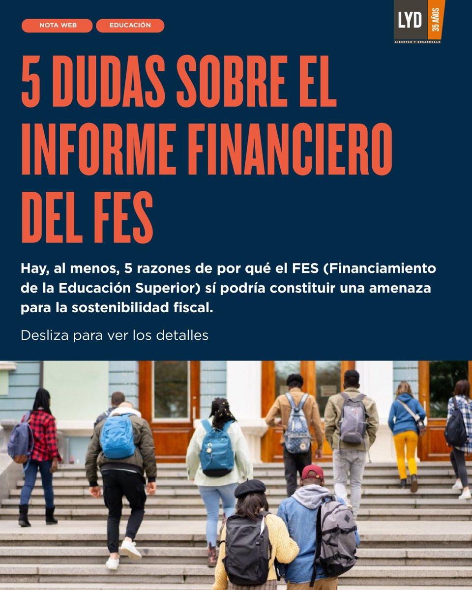 5 DUDAS SOBRE EL INFORME FINANCIERO DEL FES  Hay, al menos, 5 razones de por qué el FES (Financiamiento de la Educación Superior) sí podría constituir una amenaza para la sostenibilidad fiscal.  

📍Entérate de todo acá  lyd.org/centro-de-pren…