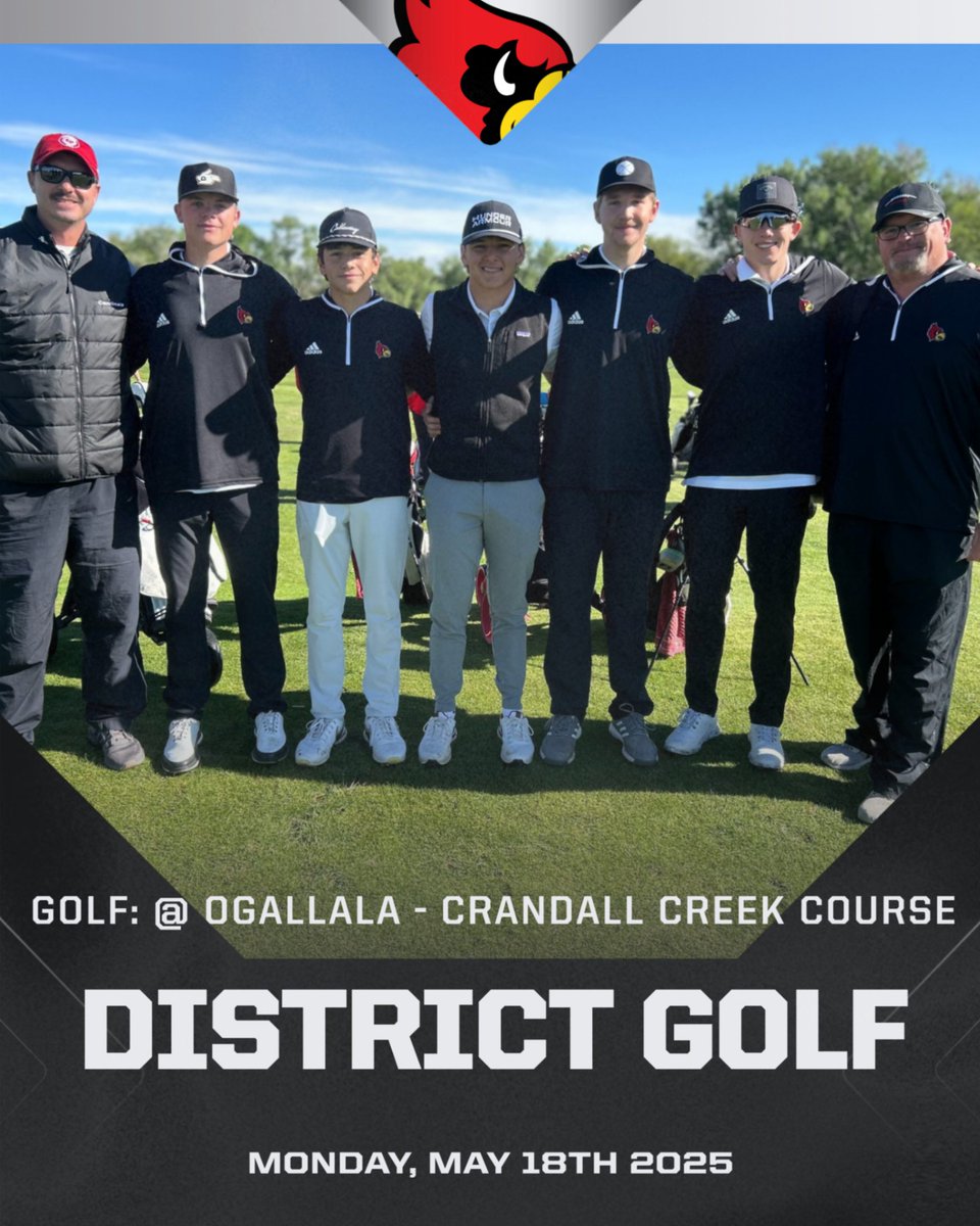 ChadronHS's tweet image. Chadron High School Boys Golf
@ Ogallala - Crandall Creek Golf Course
C-5 District Boys Golf Meet Today
Start Time: 9:00AM
#GoCardsNation