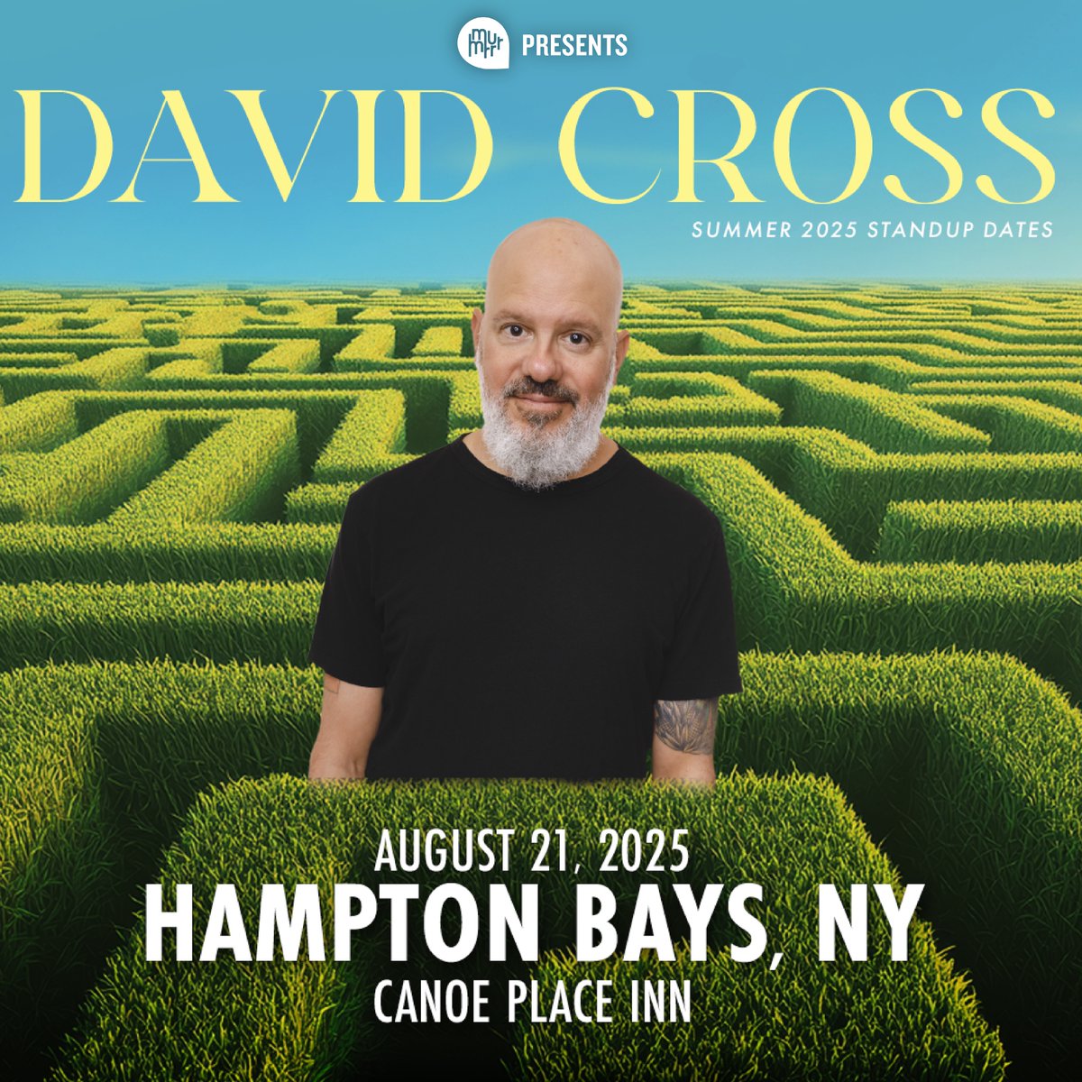 Join us at Canoe Place Inn on August 21 for a legendary evening with the one and only <a href="/davidcrosss/">david cross✍</a>, Emmy-winning comedian, actor, writer, and cult comedy mastermind!

Get tickets now at murmrr.com 🔗
