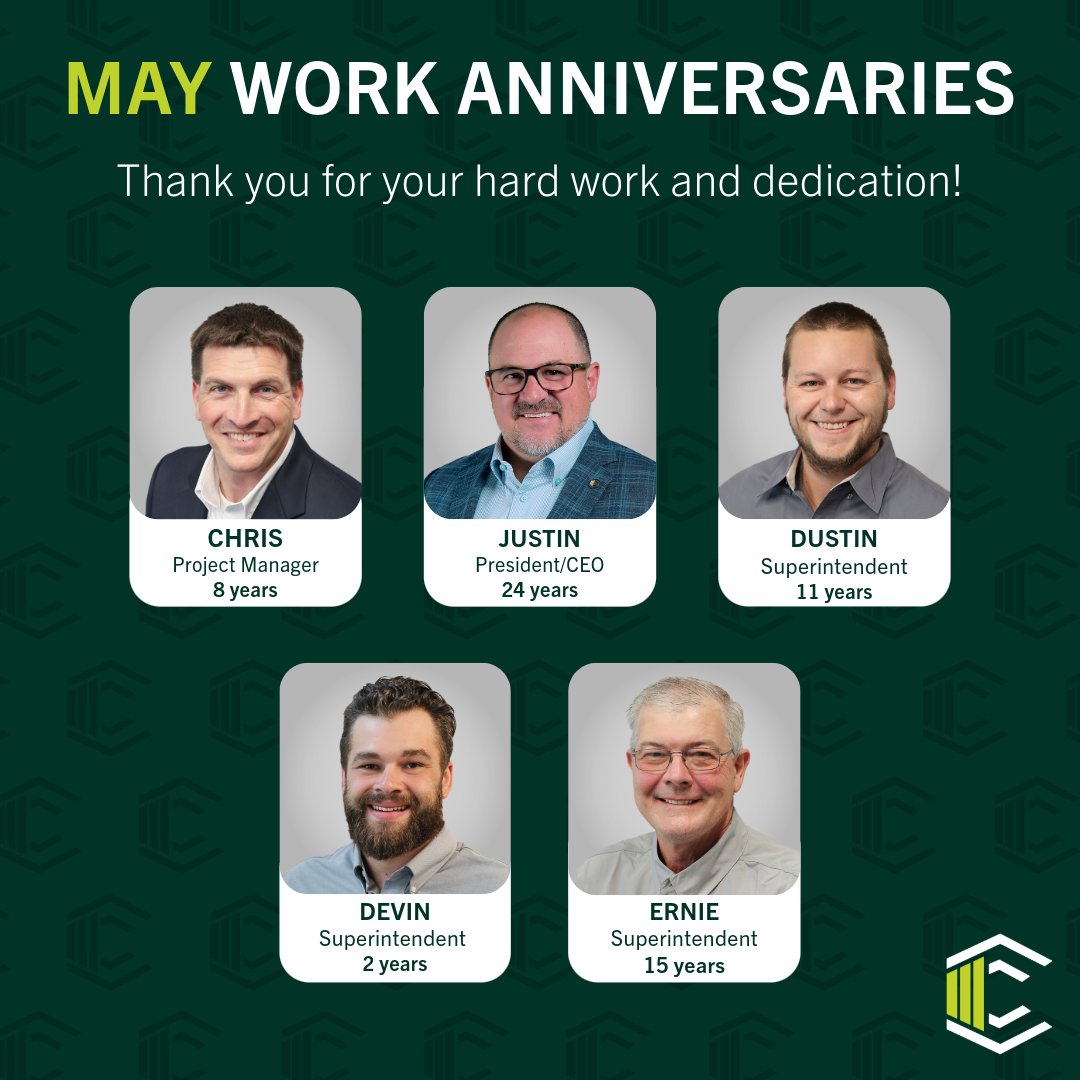 This month, we want to give a huge shout-out to our incredible team members who are celebrating their work anniversaries at Conger Construction Group! Their dedication, hard work, and passion make all the difference in our continued success.

#CongerBuilt #BuildASolidFuture