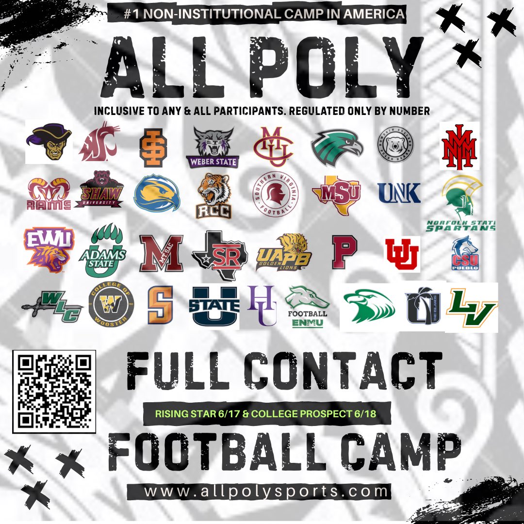 This is not a Mega camp w 1000 athletes. We have 300-400 of some of the best football players in the country w loads of hidden gems. If you like to compete, pull up! See how it’s done All Poly style!