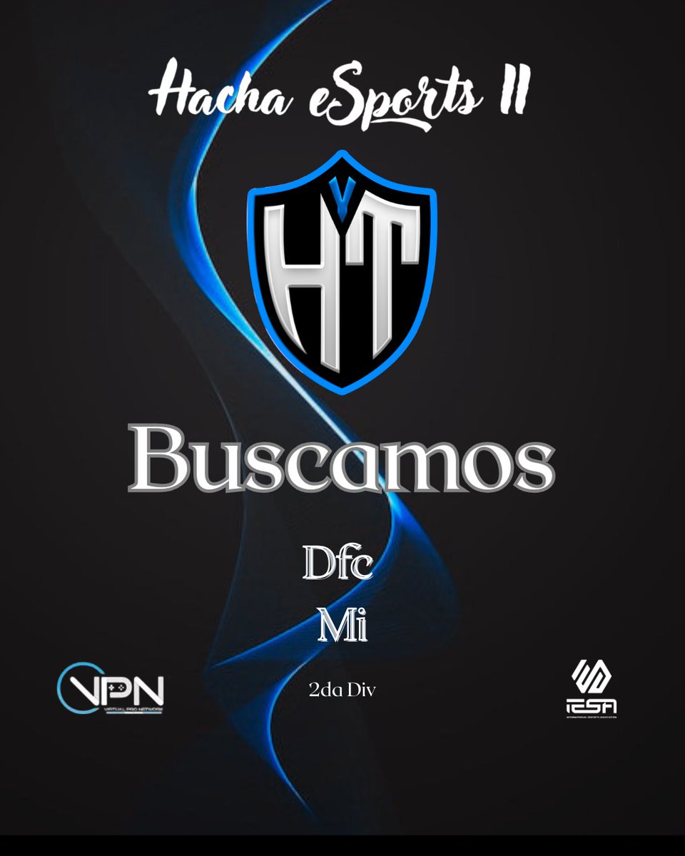 Hacha eSports II

POSICIONES SOLICITADAS
MI-DFC
📌 _Disponibilidad de lunes a jueves de 22.30 a 00.00 HS._ 🇺🇾🇦🇷
Link de Pruebas ⬇️
chat.whatsapp.com/HwKrqyo8IIBEOo…
Seguinos en nuestras redes 
x.com/hachaesports?t…
O pueden comunicarse por privado ante cualquier consulta✅#iesaarg