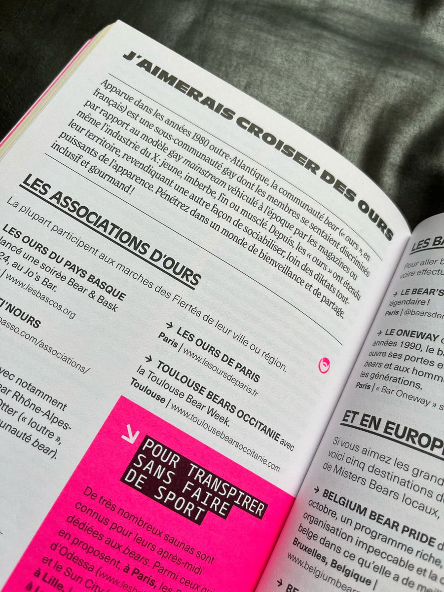 📇 Retrouvez toutes les adresses Bears (et pas que…) de France et d’ailleurs dans ce livre signé Yannick Barbe et Luc Biecq. Le must des sorties LGBTQIA+ 2025 ! 
📚 Il est déjà disponible dans toutes les bonnes librairies.