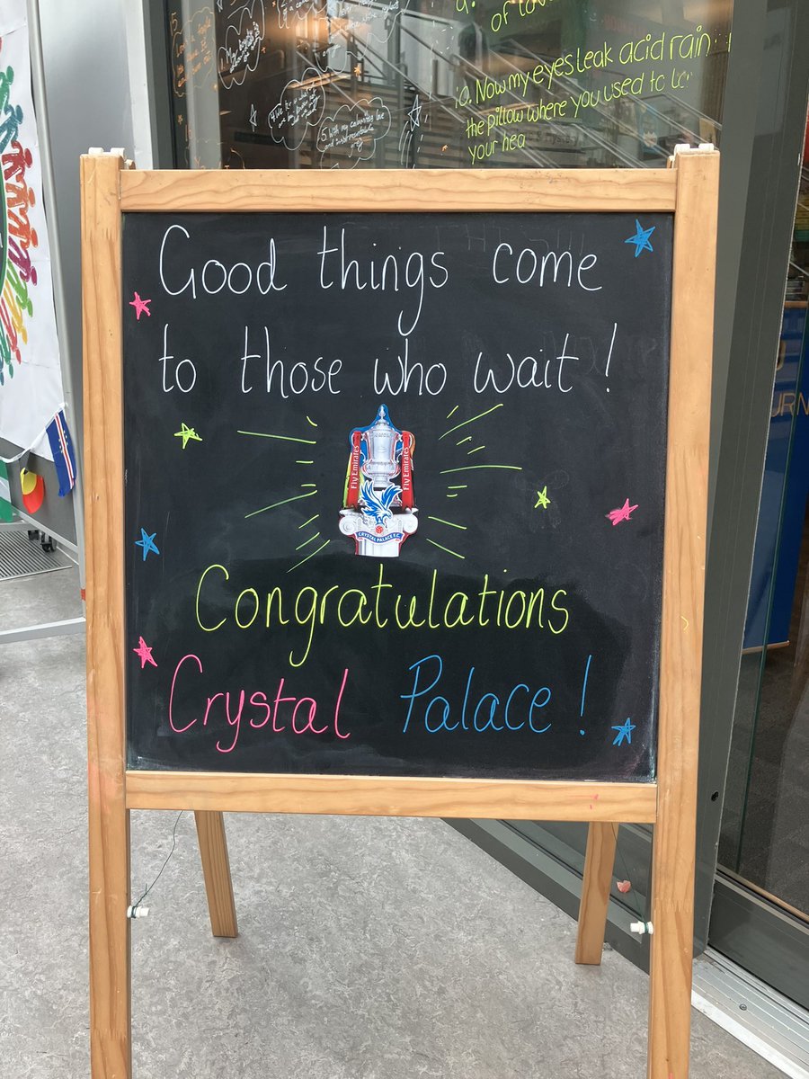 So much excited conversation with our students today, we loved how even those whose teams didn’t win were sharing in the admiration &amp; joy for #CPFC! ❤️💙🦅