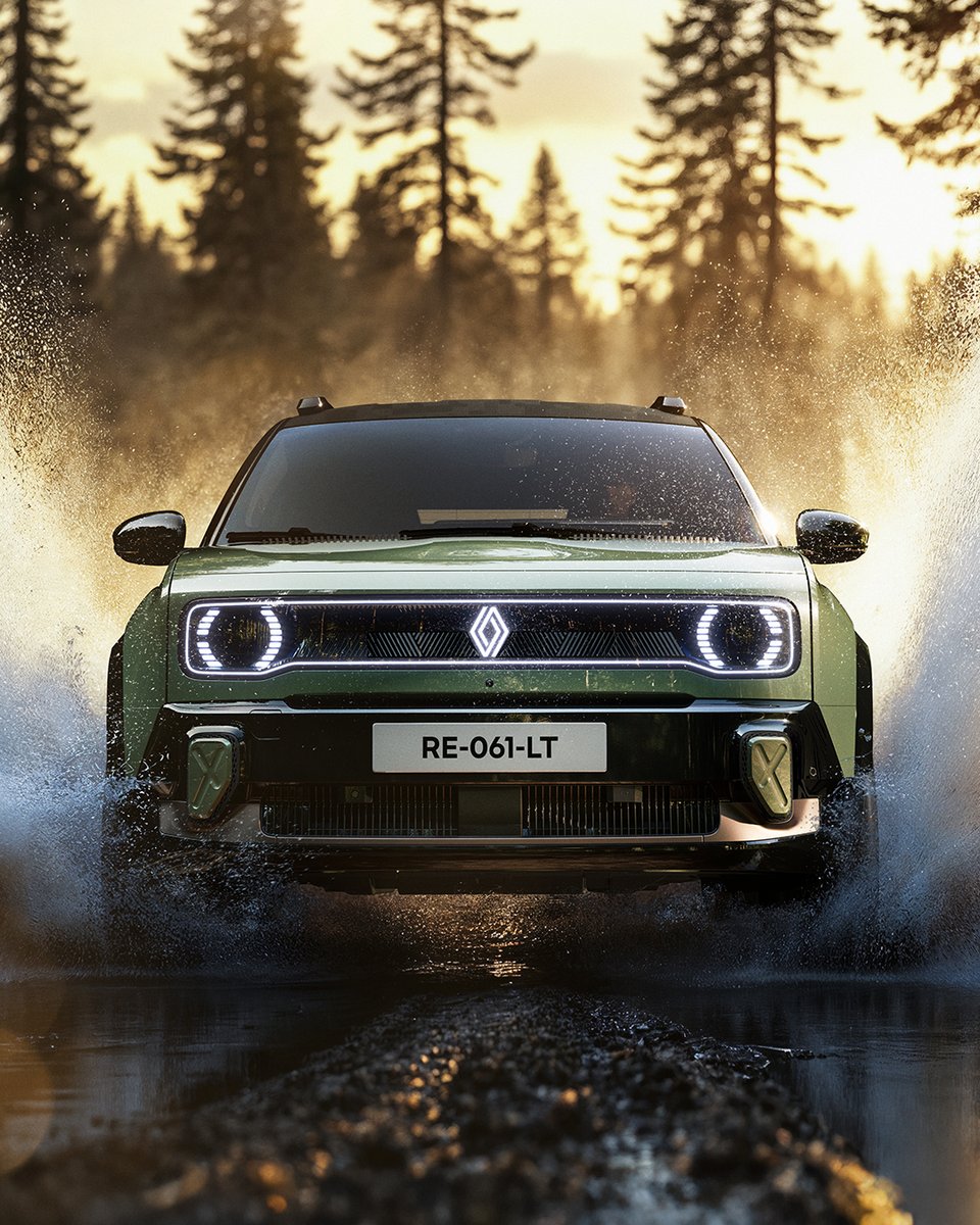 RenaultSI's tweet image. Eleganca terenca, zasnovanega za pustolovščine: #Renault4 #Savane #4x4, 100 % električni koncept.
Nova barva "jade" zelena, platnena streha s piksel vzorcem, svetleče črna obroba blatnikov in odbijača.
Pogon na vsa štiri kolesa, dva elektromotorja in povišana oddaljenost od tal.