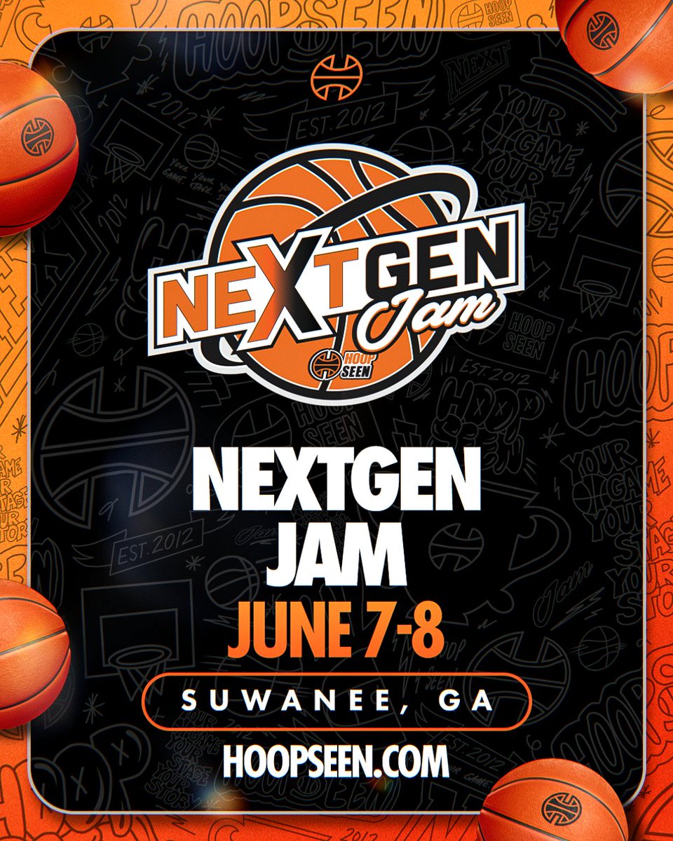 HoopSeen (@hoopseen) on Twitter photo HoopSeen NextGen Jam 🚀
📍Suwanee, GA (<a href="/ssasports/">SuwaneeSportsAcademy</a>)
📅June 7-8
🏀Boys & Girls 4th-8th Grade Teams
📱(470) 266-8862
💻hoopseen.com/georgia/events… HoopSeen NextGen Jam 🚀
📍Suwanee, GA (<a href="/ssasports/">SuwaneeSportsAcademy</a>)
📅June 7-8
🏀Boys & Girls 4th-8th Grade Teams
📱(470) 266-8862
💻hoopseen.com/georgia/events…