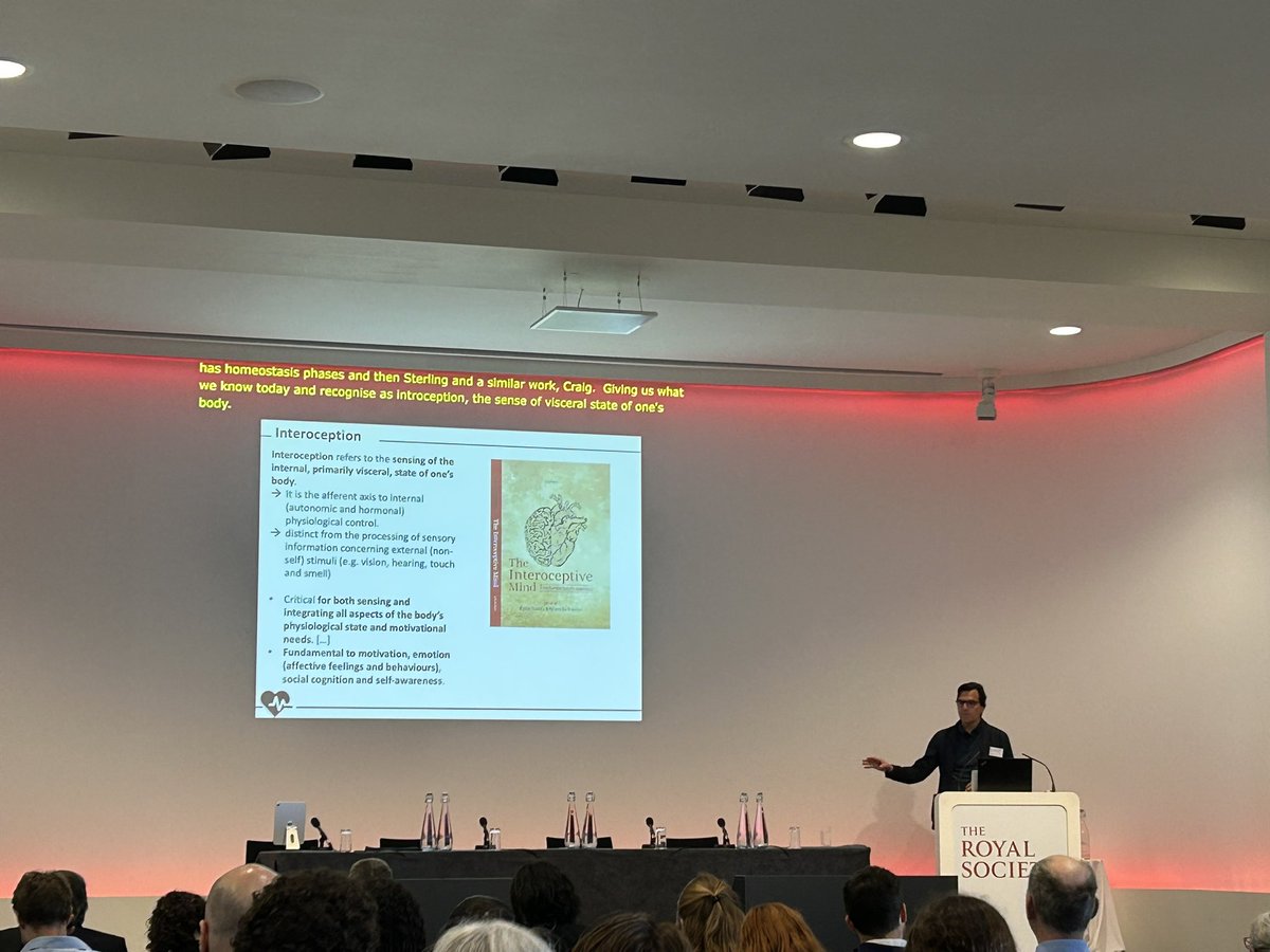 Sarah Garfinkel (@drsfink) on Twitter photo Day 1 of the Royal Society meeting on The Self, always a pleasure to hear <a href="/manos_tsakiris/">Manos Tsakiris</a> discuss his illuminating research combining the exteroceptive body and interoception for self awareness #SelfRS2025 Day 1 of the Royal Society meeting on The Self, always a pleasure to hear <a href="/manos_tsakiris/">Manos Tsakiris</a> discuss his illuminating research combining the exteroceptive body and interoception for self awareness #SelfRS2025
