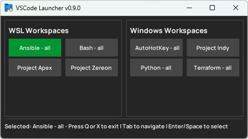 robpomeroy's tweet photo. This is super-super niche, but I just made a little launcher for Visual Studio Code workspaces. Very helpful for quickly opening workspaces based on Windows and/or WSL.

Free &amp; open source: https://t.co/7Z76RmYzF4

#VSCode #WSL #Windows #Development https://t.co/ZdMLoOWsVu