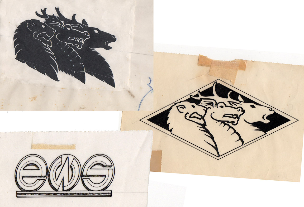 Found a few early attempts at a logo for EWS! An over-fussy early version, a diamond alloy plate version and a horrible slanty wheel version which I scrapped! Top left is the nearest to what I submitted. 
#railways  #trains #freighttrain