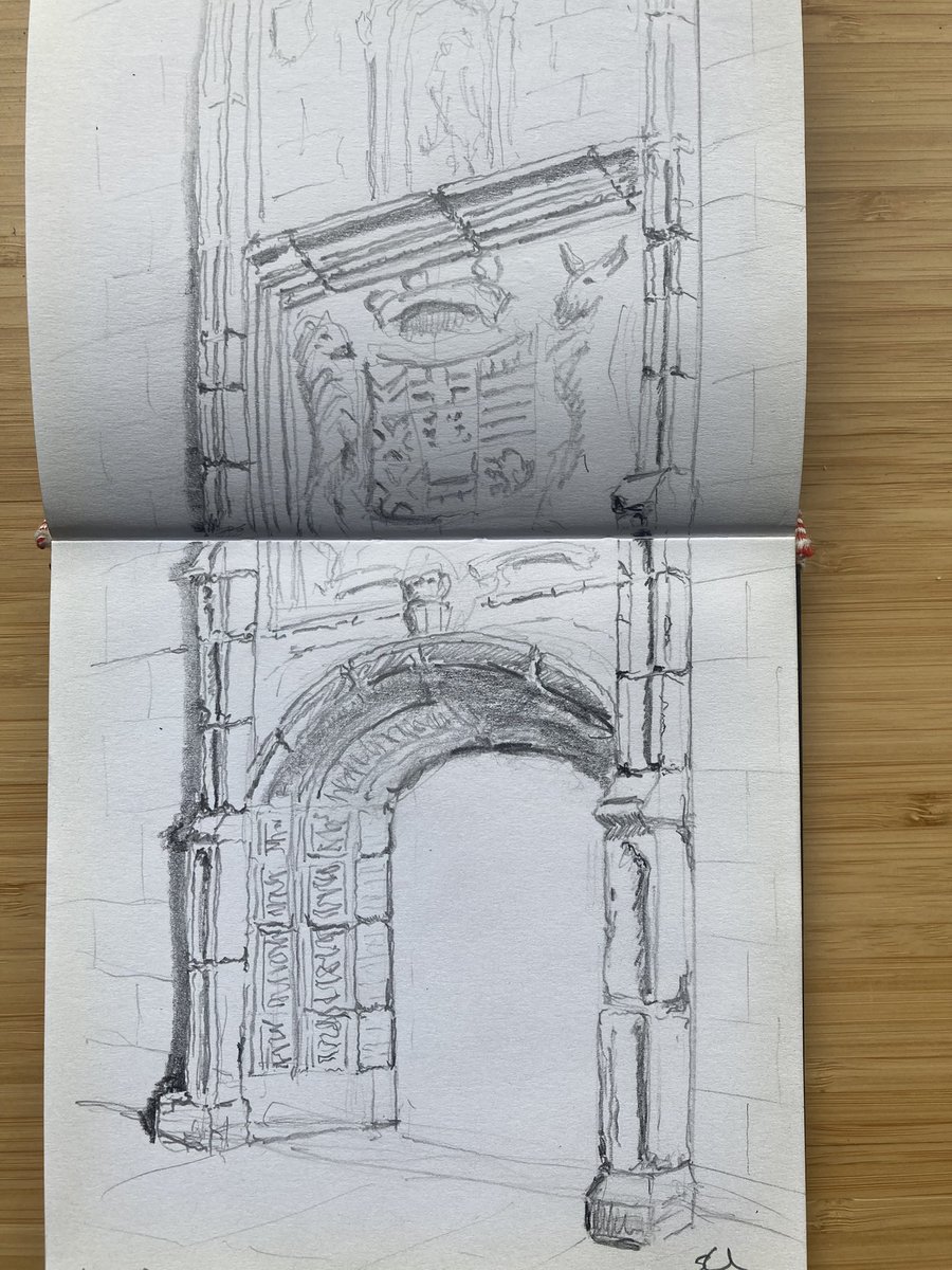 stephenoneil's tweet photo. A bit of sketching this afternoon in the Burrell. This is a 16th Century Castle Portal, now installed in the Burrell Collection ✍️ #burrell #sketching #drawing https://t.co/11E1MCnV2d