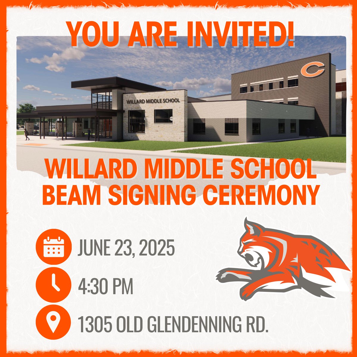 Moore_MS_CISD's tweet image. 🚨 Due to inclement weather, the Willard Beam Signing Ceremony has been rescheduled for Monday, June 23 at 4:30 PM.