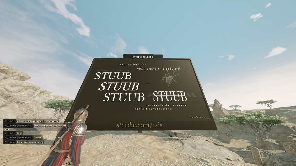 > break into stuff
> report it
> become immortalised in mordhau

#cve #cve2025 #bughunting