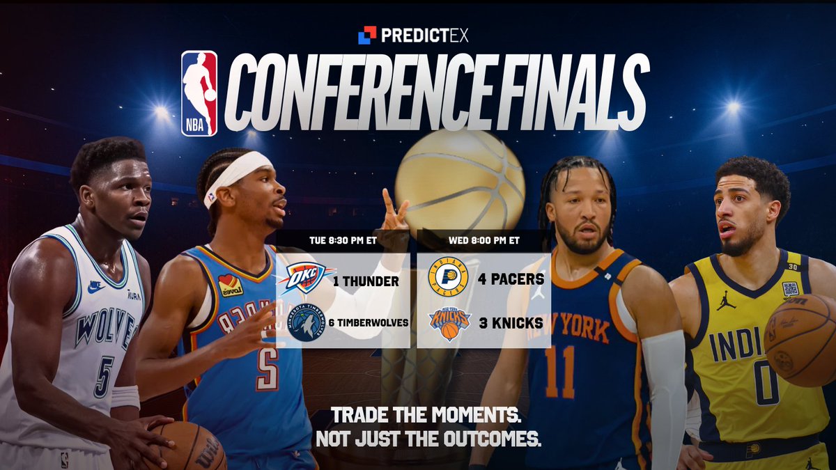 PredictEX's tweet photo. Conference Finals.
We're getting close to the end.

Sign up early so you don't miss when we go live!
https://t.co/3Nls7KAHeA https://t.co/Q8TeUFycXd