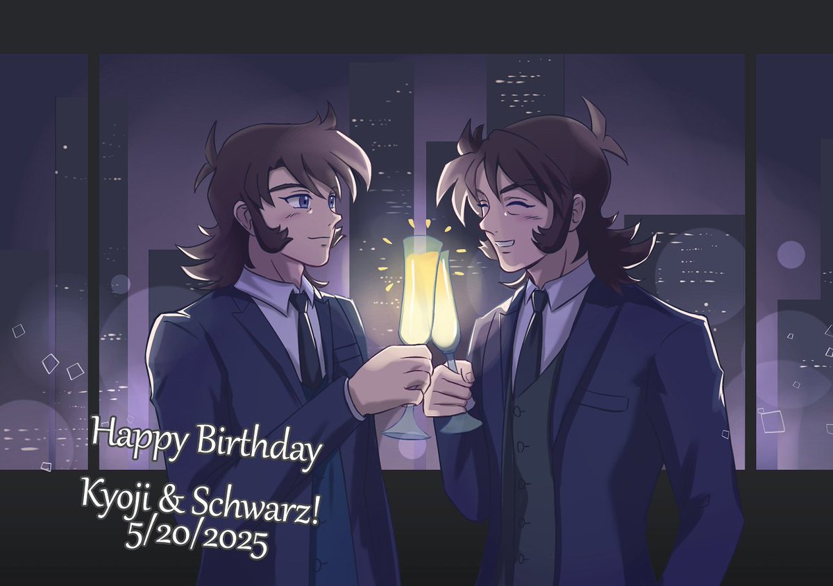 /ᐠ ˵> ⩊ <˵マ🎉お誕生日おめでとう、キョウジ兄さんとシュバルツ🥂🎉🎉

Happy birthday, Kyoji &amp; Schwarz!💙💚🩷🖤❤️💛