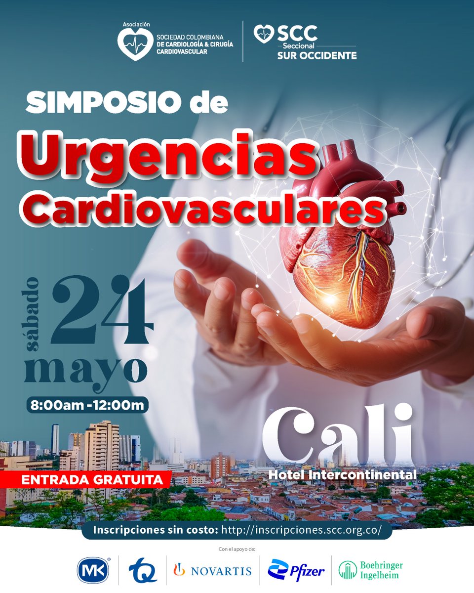 Sociedad Colombiana de Cardiología (@sccccardio) on Twitter photo La Seccional Sur Occidente de la SCC Simposio de Urgencias Cardiovasculares.
Inscripción  gratuita en el siguiente link:
🔗inscripciones.scc.org.co/eventos/regist… La Seccional Sur Occidente de la SCC Simposio de Urgencias Cardiovasculares.
Inscripción  gratuita en el siguiente link:
🔗inscripciones.scc.org.co/eventos/regist…