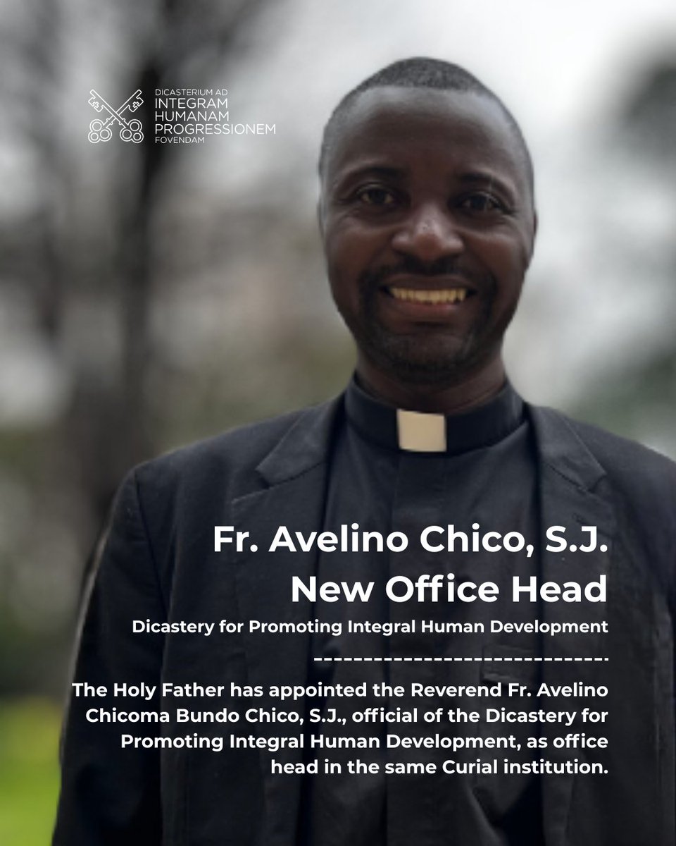 Congratulations to Fr. Avelino Chico, S.J., on his appointment by the Holy Father as Office Head in the Dicastery for Promoting Integral Human Development! 

Grateful for his service to migrants, refugees &amp; the Church’s mission of justice and peace. Prayers for his new role!