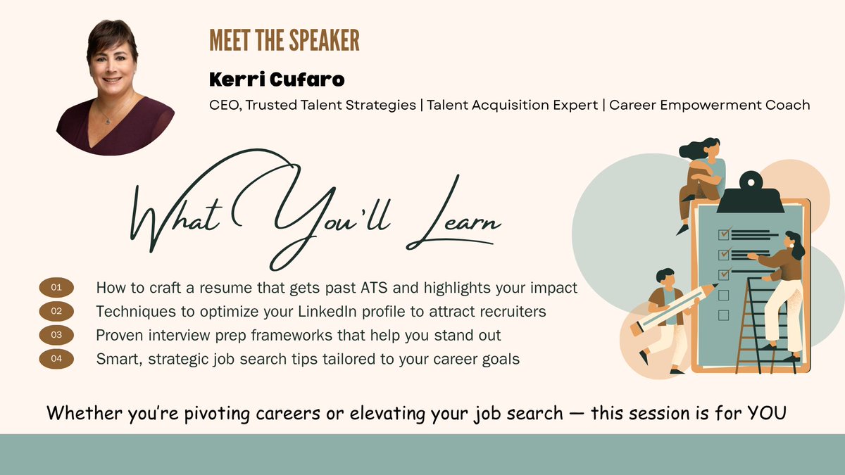 1962_ispi's tweet photo. 📢 Job seekers! Don’t miss #ISPIAtlanta's FREE webinar: Empowering Job Seekers to BE Better
 🗓 May 21 | 12–1 PM ET
 ✅ Resume tips, LinkedIn hacks, interview prep &amp; more!
 🔗 Register now: https://t.co/Rx7qFbY4ov
 #JobSearch #CareerTips #BEBetter https://t.co/DW7UTUEOER