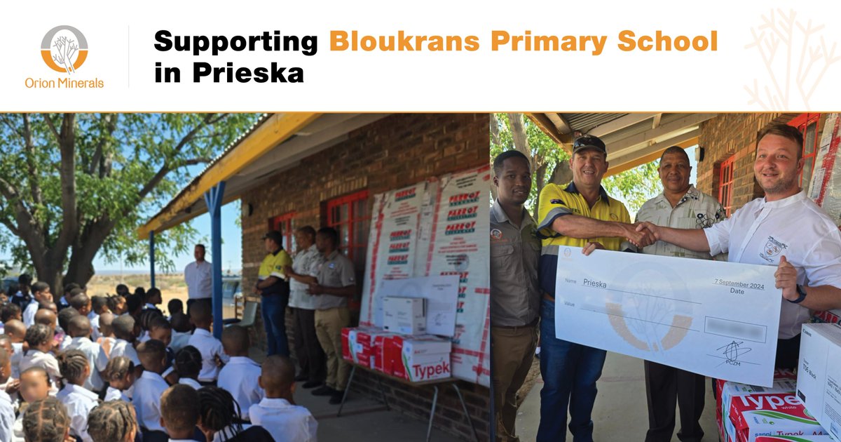 Education is the foundation for a brighter future. Thanks to the Orion Minerals Golf Day, we were able to support Bloukrans Primary School (Green Valley) in Prieska with essential donations.
Thank you to all our sponsors and golfers for making this possible
#OrionMinerals