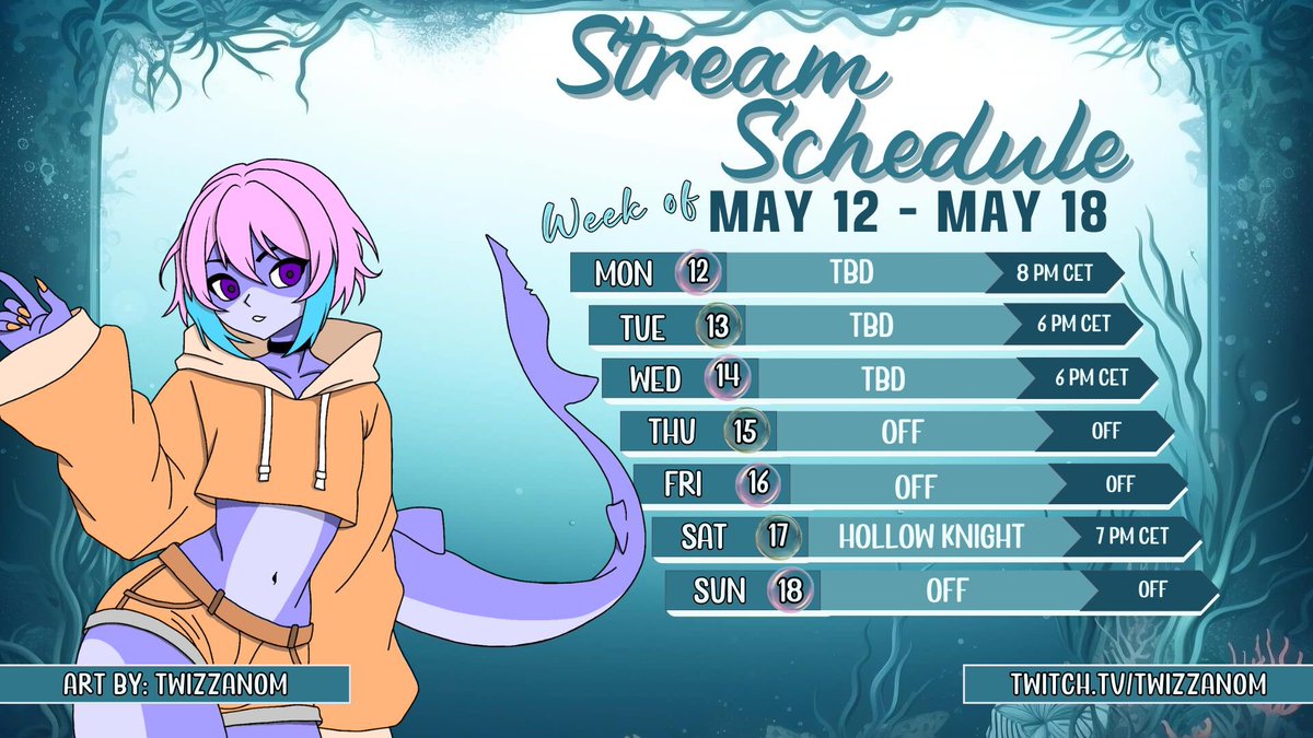 Schedule for this week. Since I have a pack opening planned this week, but dont know when the packs will arrive, I got Monday - Wednesday as “To Be Determined”. Cant wait to see yall cuties!! 💛🦈