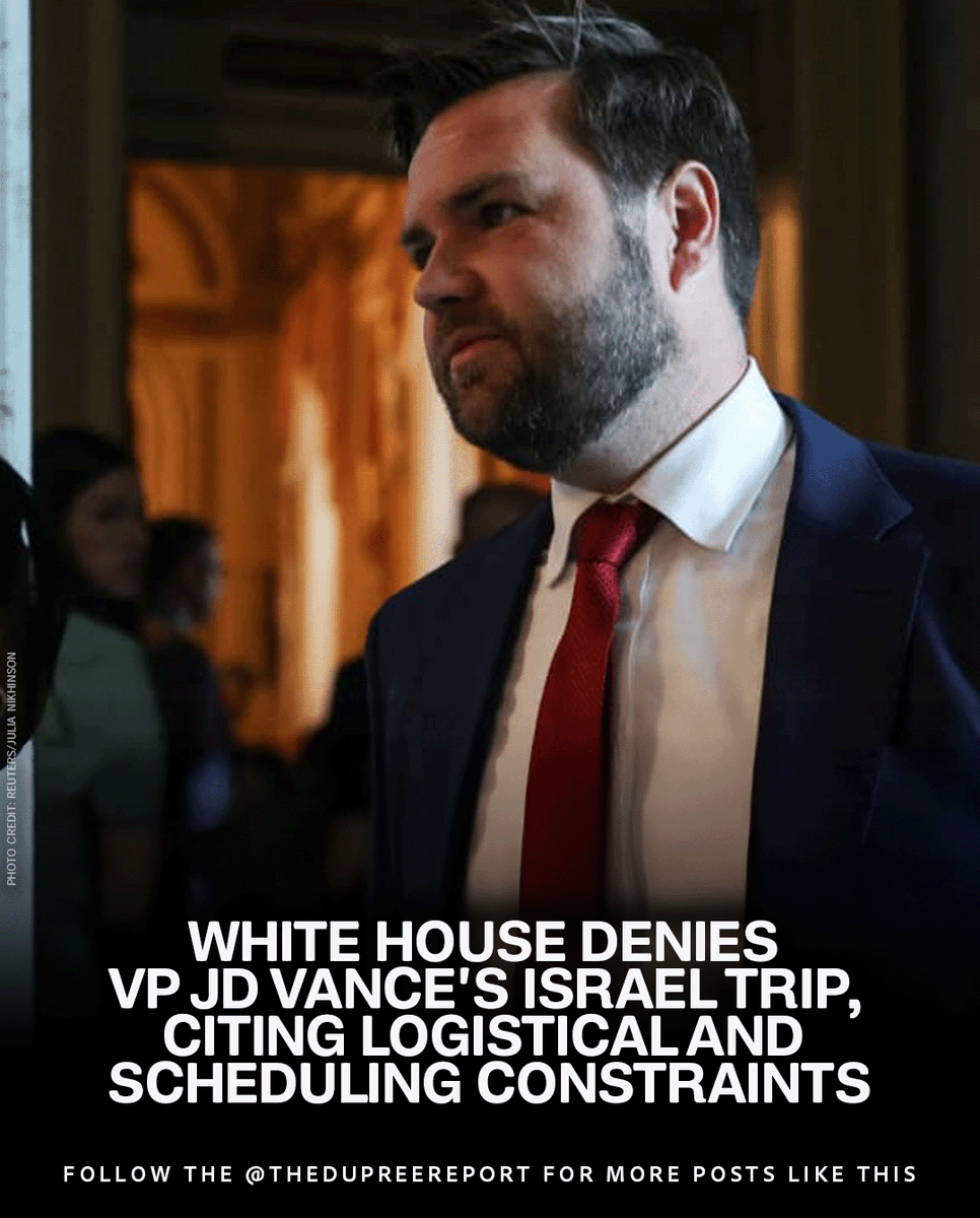 RealWayneDupree's tweet image. The White House denied claims that VP JD Vance will visit Israel this week, stating no plans beyond Rome are finalized due to logistics. Israeli media had framed the visit as a show of US-Israel ties. What do you think about this update? #Politics #USIsraelRelations