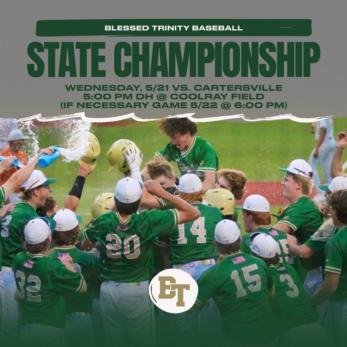 Titan Baseball (@bt_baseball) on Twitter photo 2025 AAAA GHSA BASEBALL STATE CHAMPIONSHIP AT COOLRAY - HOME OF THE AAA ATLANTA BRAVES - GAME 1 WEDNESDAY 5:00PM <a href="/BTTitansAD/">Blessed Trinity Athletics</a> <a href="/TheCoachesBoxGA/">Coaches Box Georgia</a> <a href="/PG_Georgia/">Perfect Game Georgia</a> <a href="/GaTop100/">Georgia Dugout Club</a> <a href="/PrepBaseballGA/">Prep Baseball Georgia</a> <a href="/MaxPreps/">MaxPreps</a> 2025 AAAA GHSA BASEBALL STATE CHAMPIONSHIP AT COOLRAY - HOME OF THE AAA ATLANTA BRAVES - GAME 1 WEDNESDAY 5:00PM <a href="/BTTitansAD/">Blessed Trinity Athletics</a> <a href="/TheCoachesBoxGA/">Coaches Box Georgia</a> <a href="/PG_Georgia/">Perfect Game Georgia</a> <a href="/GaTop100/">Georgia Dugout Club</a> <a href="/PrepBaseballGA/">Prep Baseball Georgia</a> <a href="/MaxPreps/">MaxPreps</a>